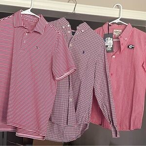Vineyard Vines & Polo Red and White Striped Kids L-XL/14-16 Shirts & Pull Over